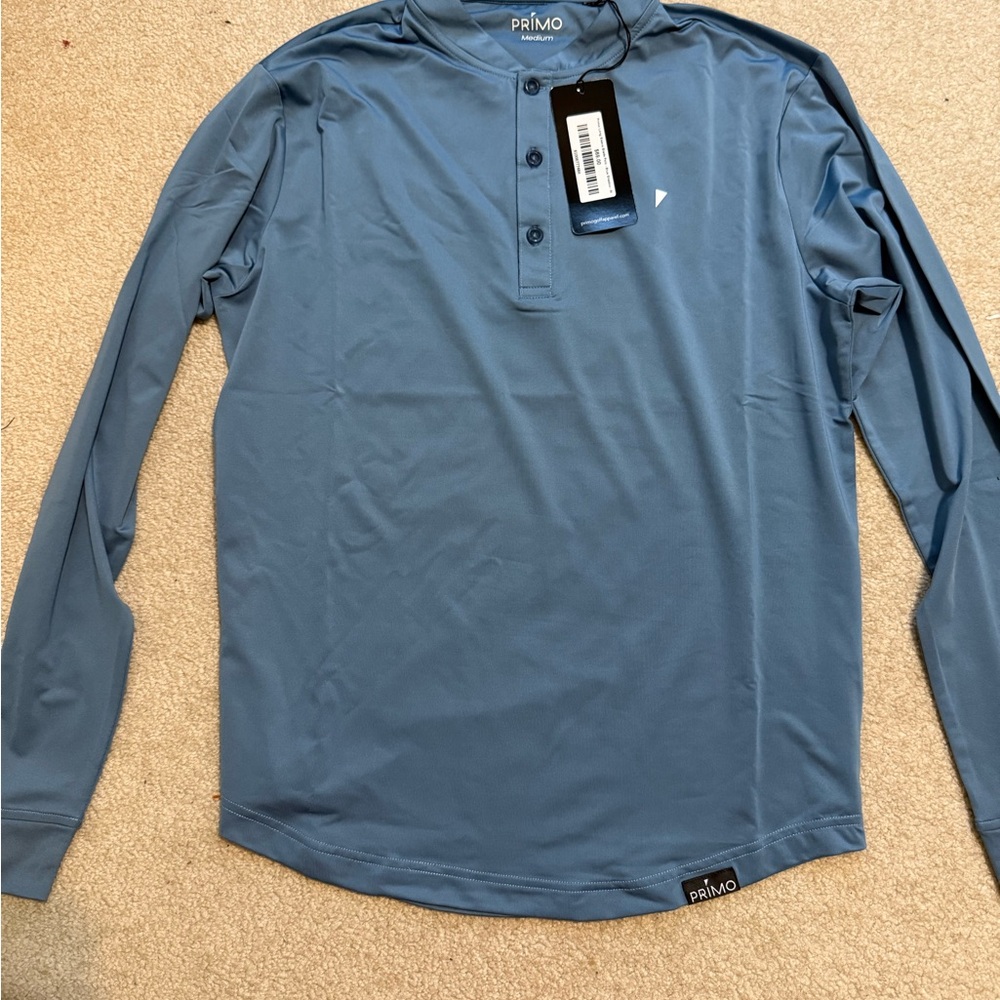 NWT Primo Long Sleeve Blade Polo Size M in Blue Shadow- Gold Polo